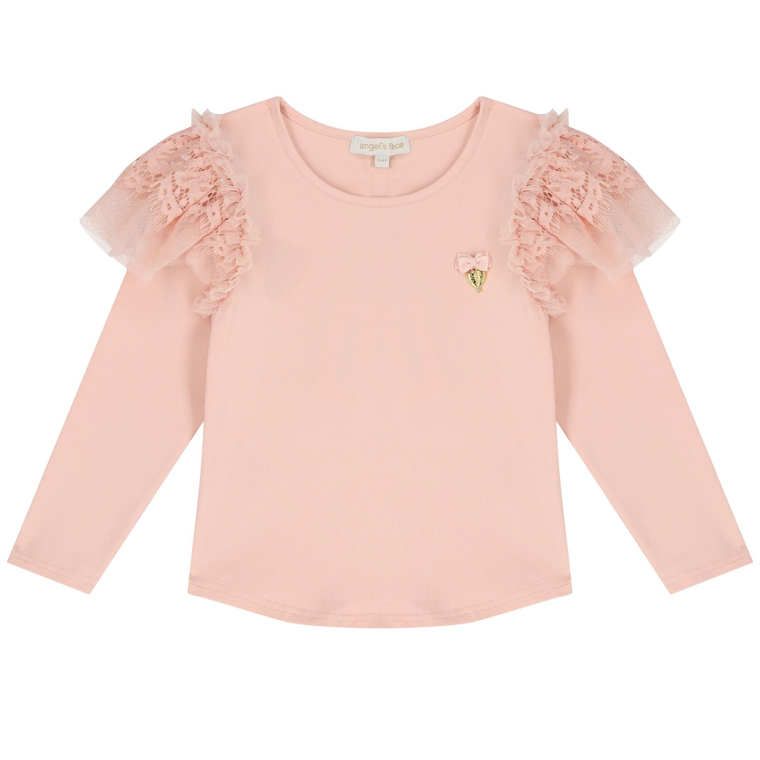 توب بنات بأكمام دانتيل باللون الوردي, 1, hi-res