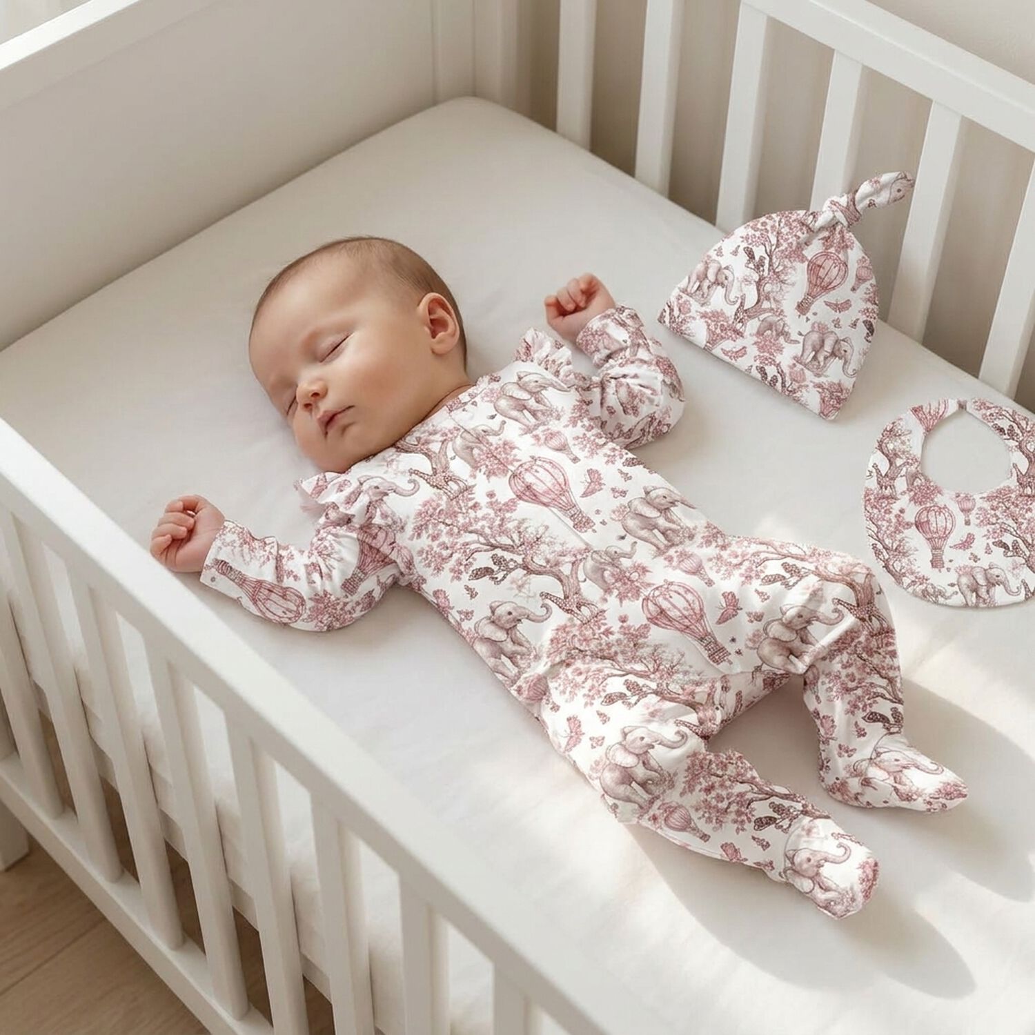 Baby Girls White & Pink Africa Babygrow Gift Set, 1, hi-res