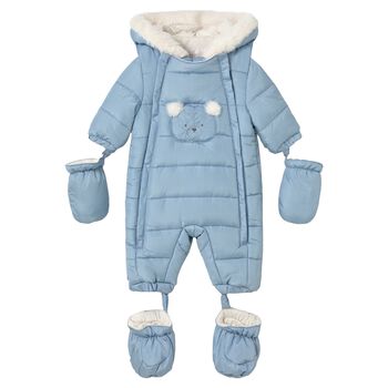 Baby Boys Blue Teddy Bear Snowsuit