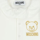 Baby Girls Ivory Teddy Logo Babygrow, 1, hi-res