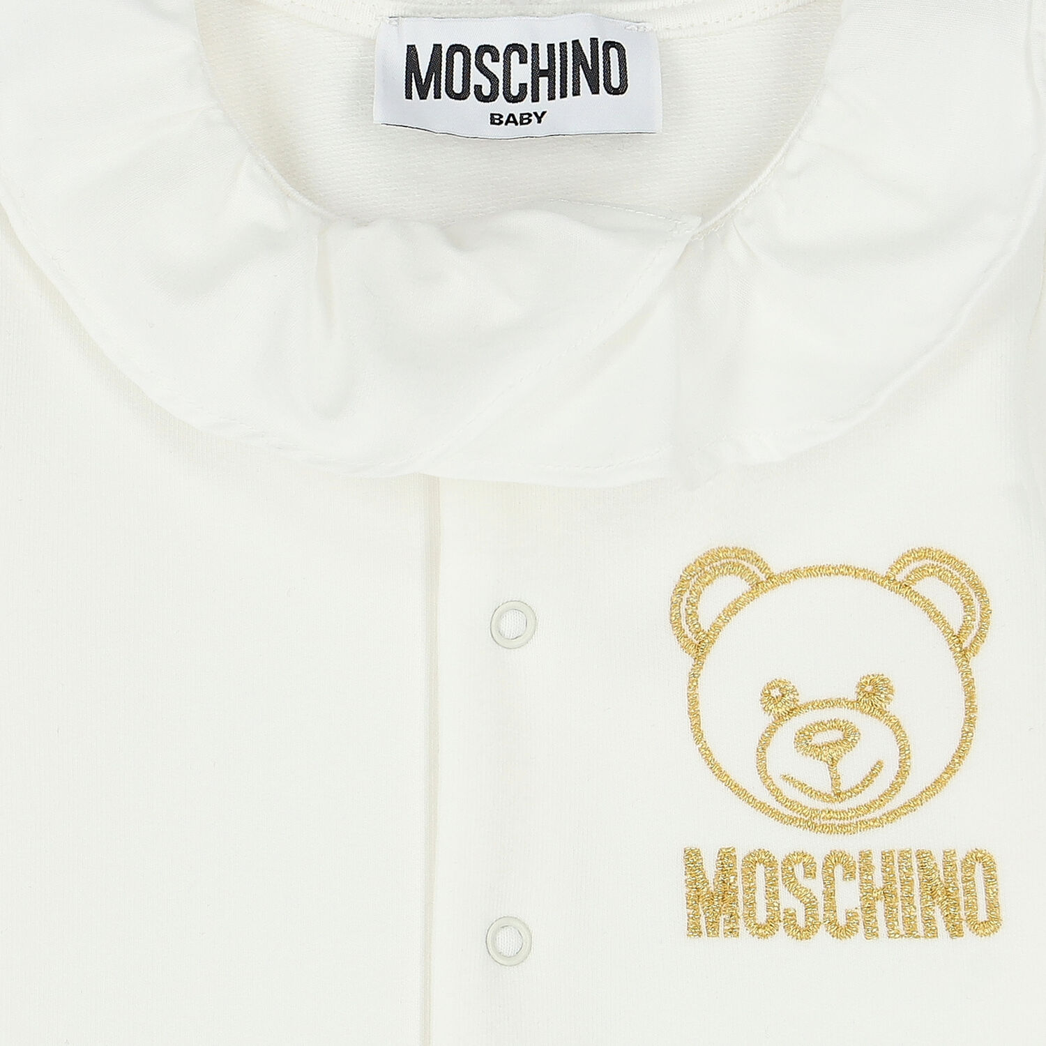 Baby Girls Ivory Teddy Logo Babygrow, 1, hi-res