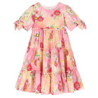 Girls Pink Floral Dress, 1, hi-res