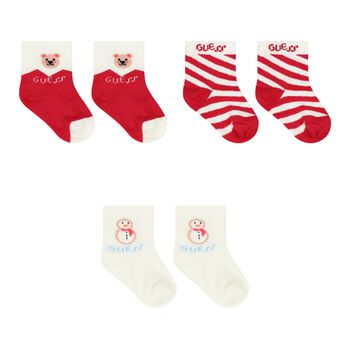 Red & Ivory Festive Socks ( 3-Pack )