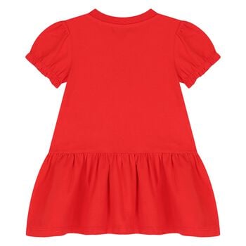 Younger Girls Red Teddy Bear Logo Dress