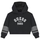 Girls Black Logo Embellished Hooded Top, 1, hi-res