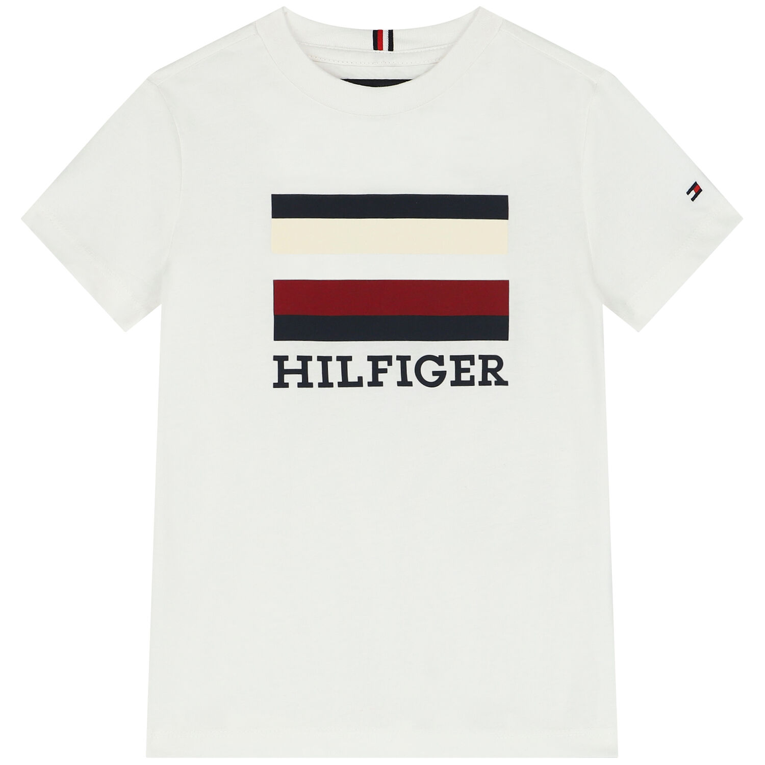 تيشيرت أولاد بالشعار باللون الابيض, 1, hi-res