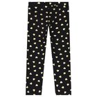 Girls Black & Gold Hearts Leggings, 1, hi-res
