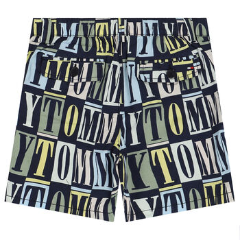Boys Navy Blue Logo Shorts