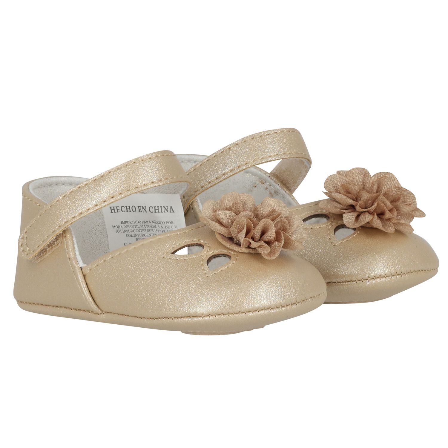 Baby Girls Beige Flower Pre Walker Shoes, 4, hi-res
