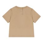 Beige Check Logo Baby T-Shirt, 1, hi-res