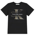 تيشيرت بالشعار باللون الأسود للأولاد, 1, hi-res