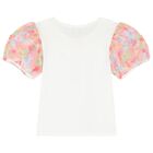 طقم تنورة بنات تول باللون العاجي والوردي , 1, hi-res