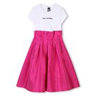 Girls Pink & White Logo Dress, 1, hi-res