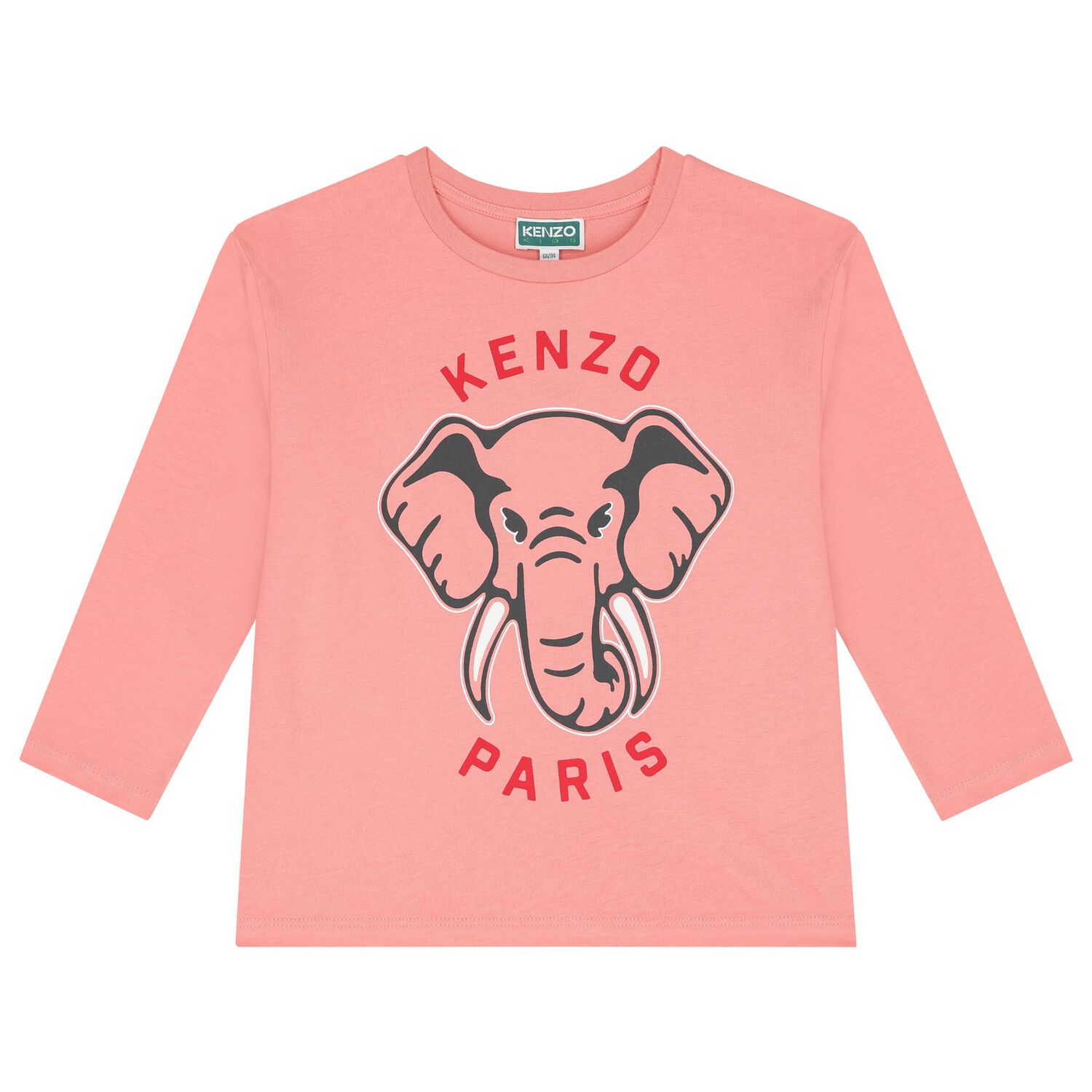 Girls Pink Elephant Logo Long Sleeve Top, 2, hi-res