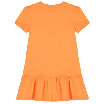 Girls Orange Logo Dress