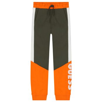 Boys Green & Orange Logo Joggers
