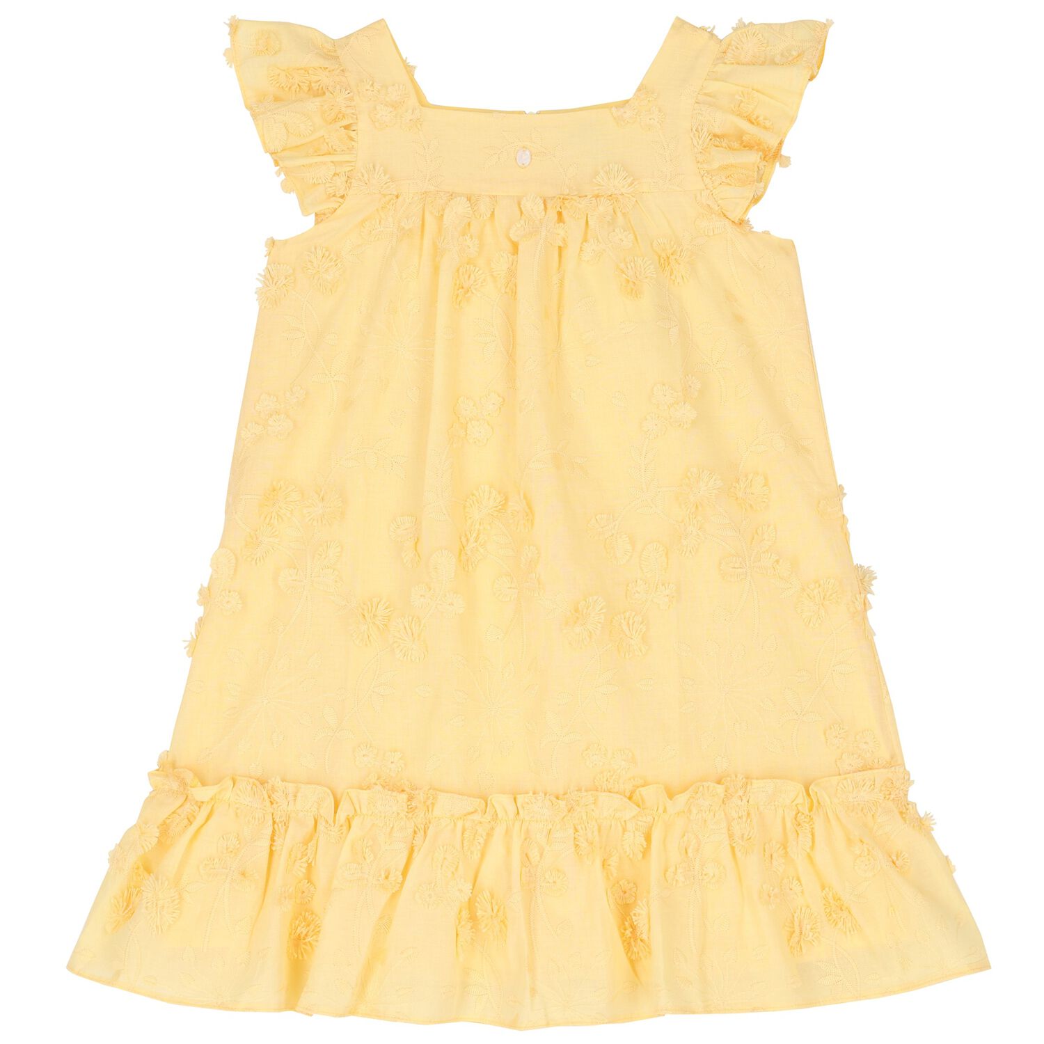 Girls Yellow Floral Embroidered Dress, 1, hi-res image number null
