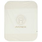 بطانية بالشعار باللون العاجي والذهبي, 1, hi-res