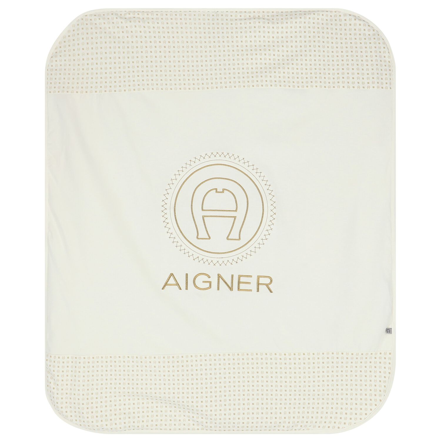 بطانية بالشعار باللون العاجي والذهبي, 1, hi-res