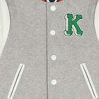 Boys Grey & Ivory Logo Varsity Jacket, 1, hi-res