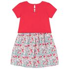 Girls Pink & White Logo Floral Dress, 1, hi-res