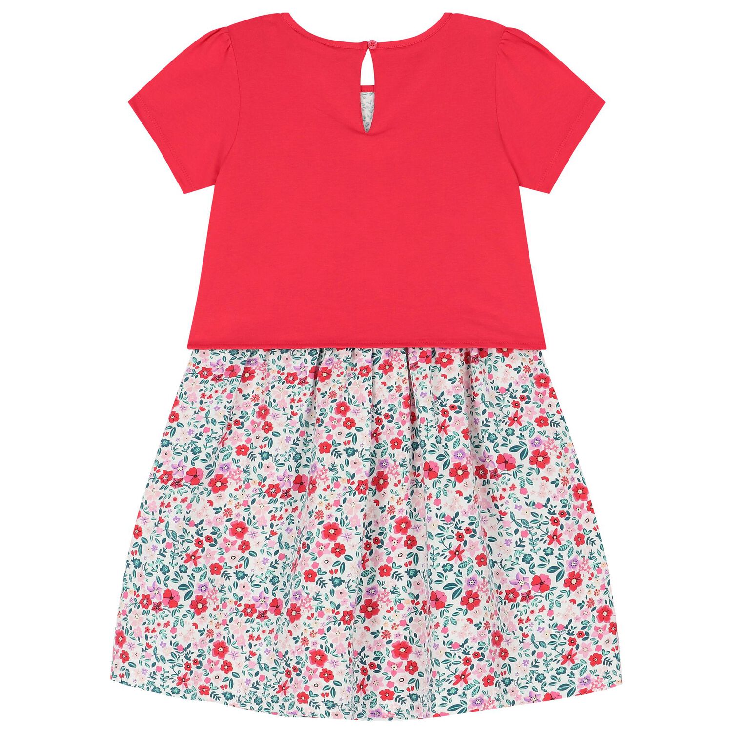 Girls Pink & White Logo Floral Dress, 1, hi-res image number null