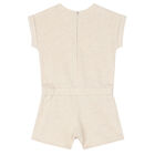 Younger Girls Beige Logo Playsuit, 1, hi-res