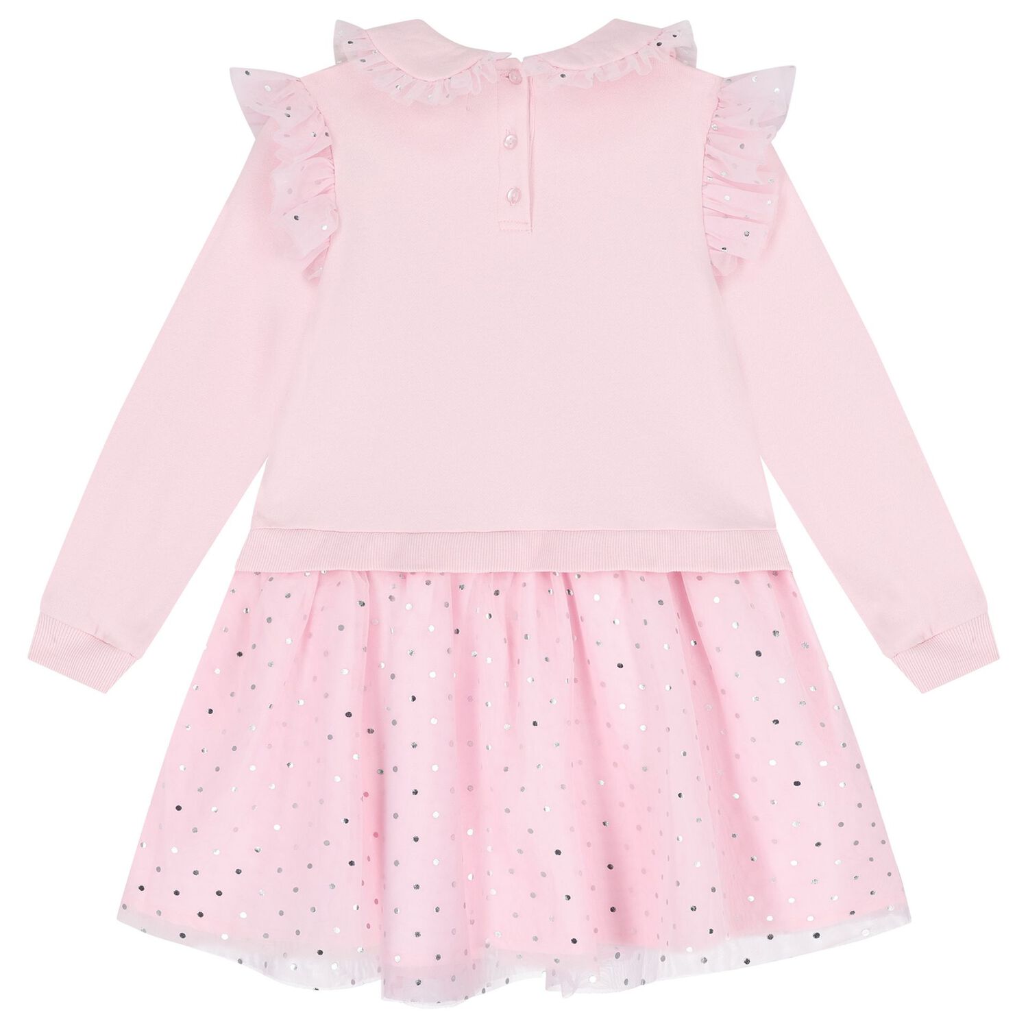 Girls Pink Ruffle Tulle Dress, 2, hi-res