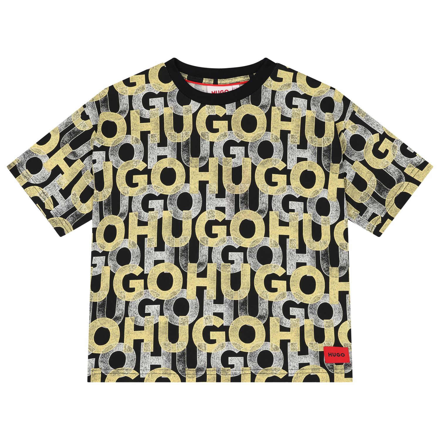 قميص أسود بشعار أحادي اللون للأولاد, 1, hi-res image number null