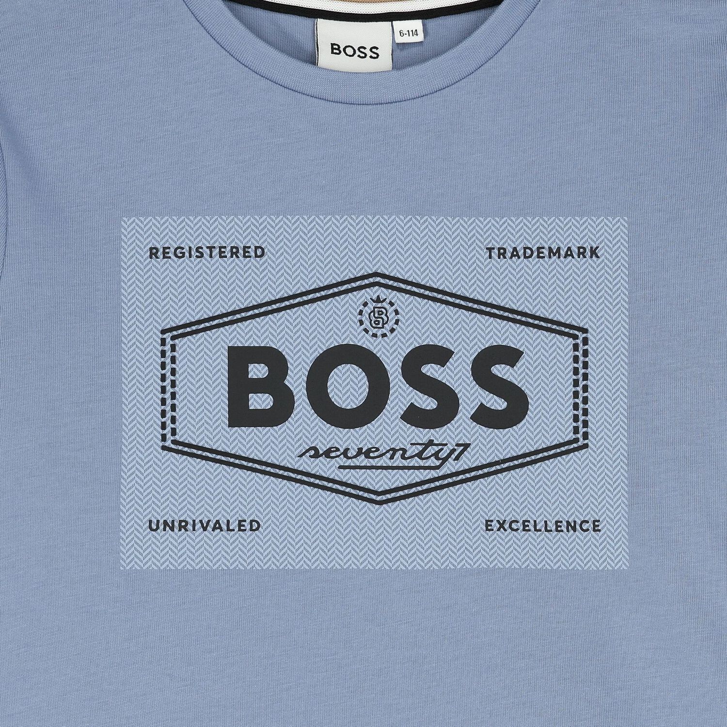 توب أولاد بأكمام بالشعار باللون الأزرق, 1, hi-res