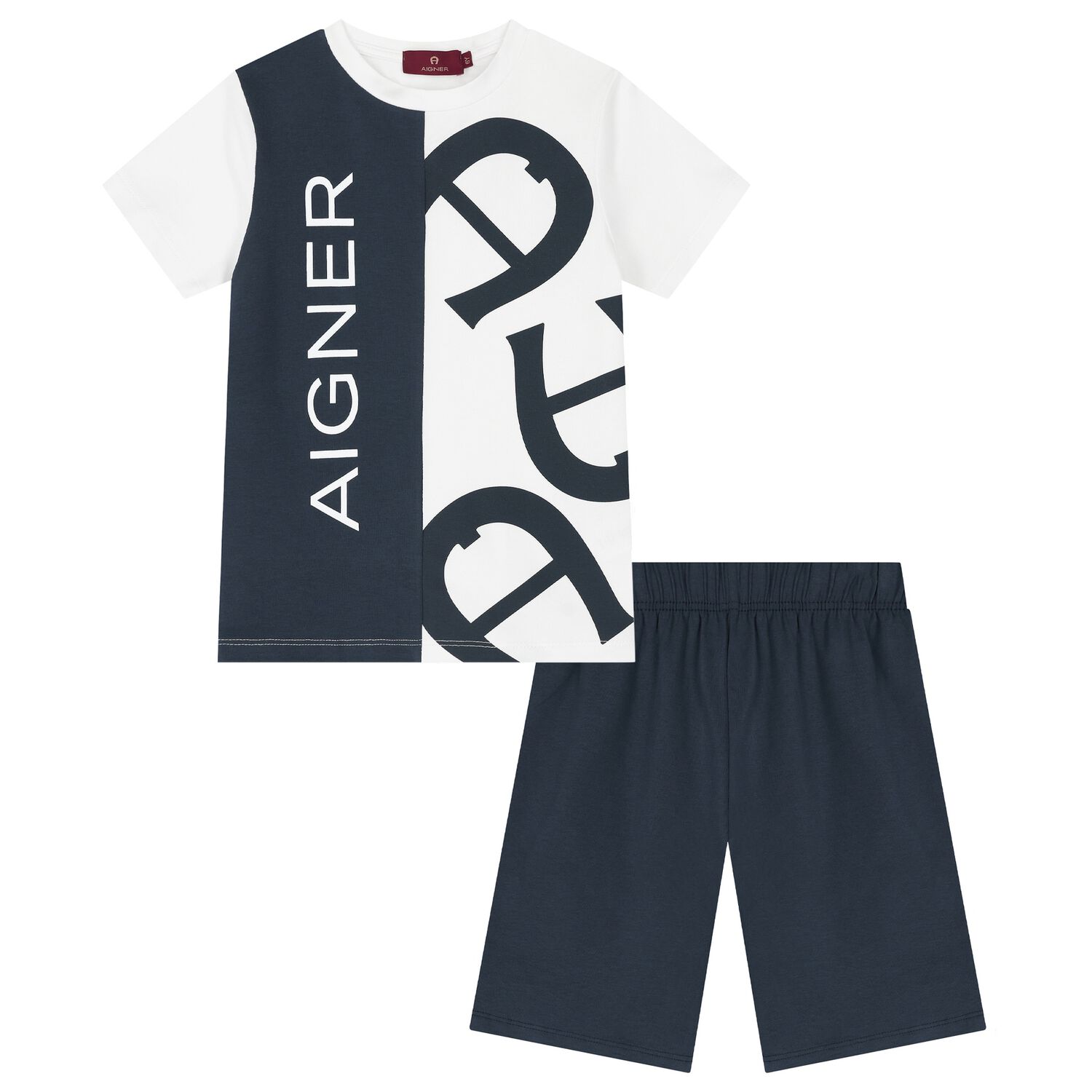 ملابس نوم بشعار باللونين الأبيض و الكحلي للأولاد, 1, hi-res image number null