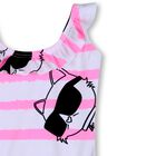 Girls White & Pink Choupette Stripe Swimsuit, 1, hi-res