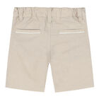 Younger Boys Beige Logo Shorts, 1, hi-res