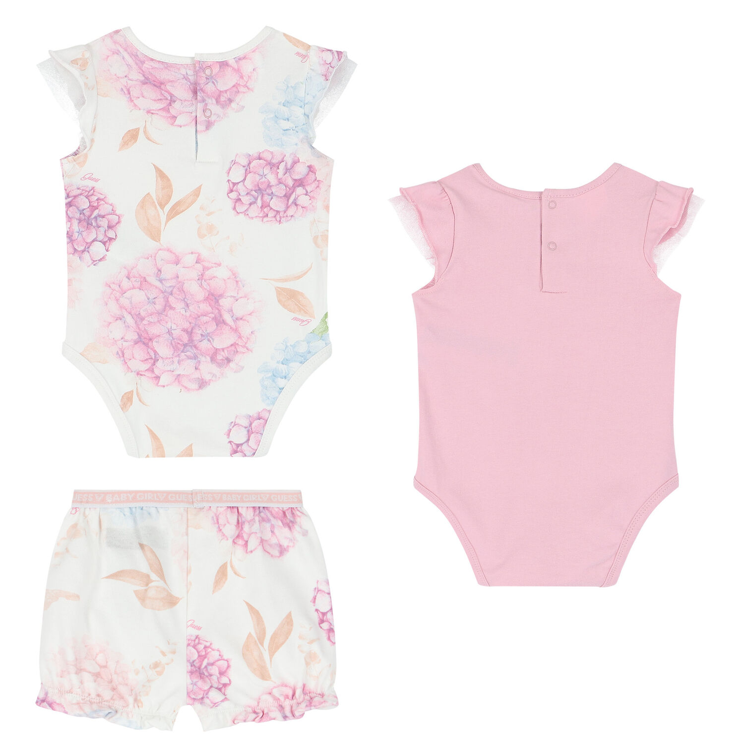 Baby Girls Pink & White Logo Bodysuit Set, 1, hi-res