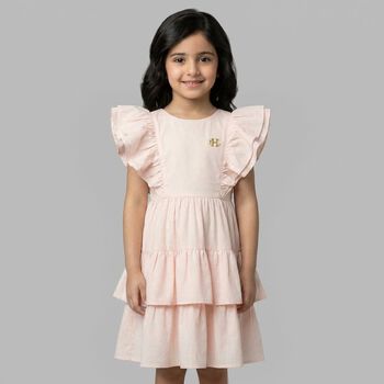 Girls Pink Logo Tiered Dress