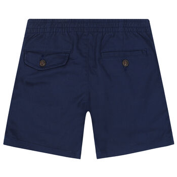 Boys Navy Blue Logo Chino Shorts