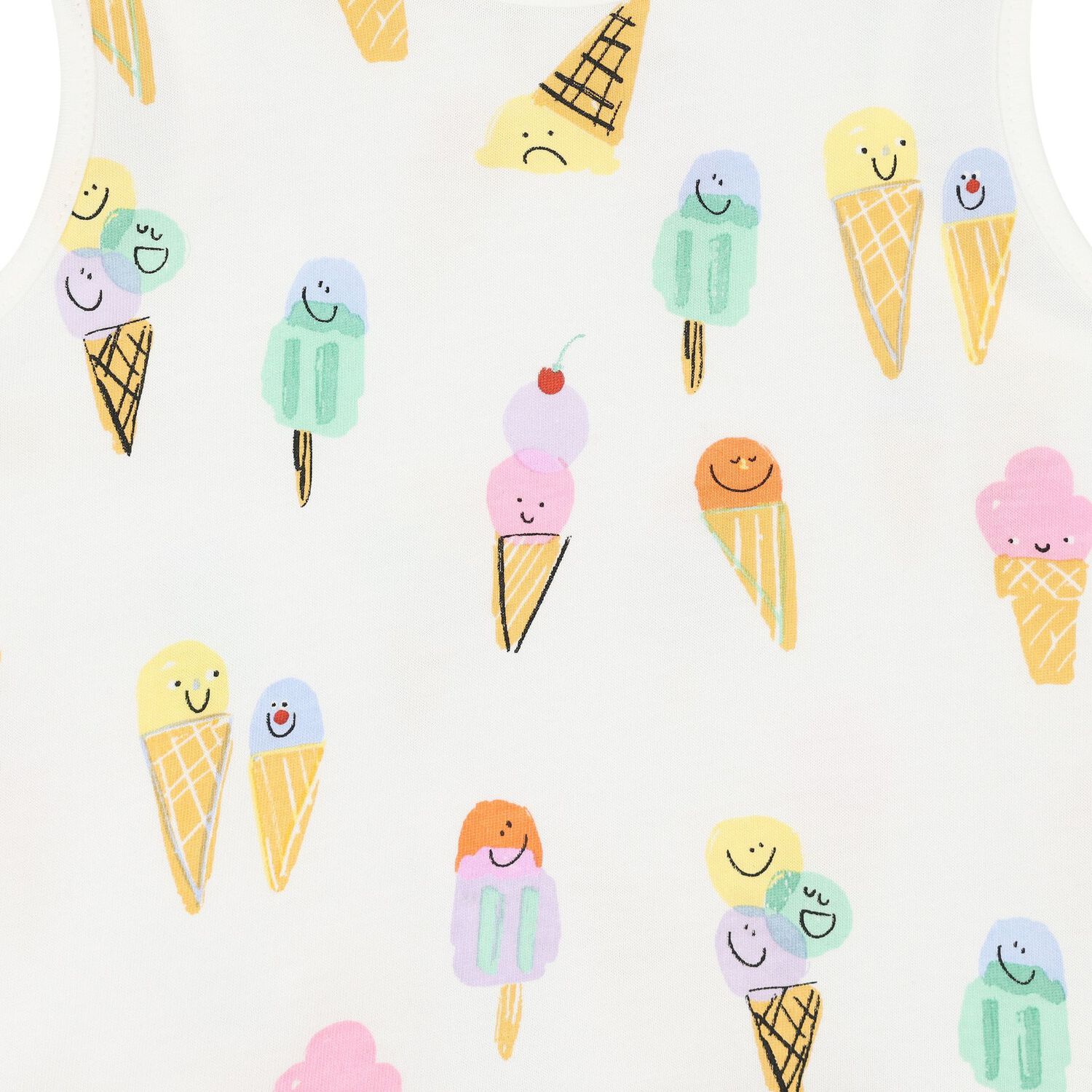 فستان بطبعة الآيس كريم قطني باللون العاجي اللون للبنات  , 1, hi-res image number null