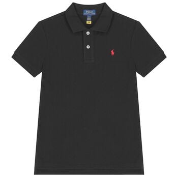Boys Black Logo Polo Shirt 