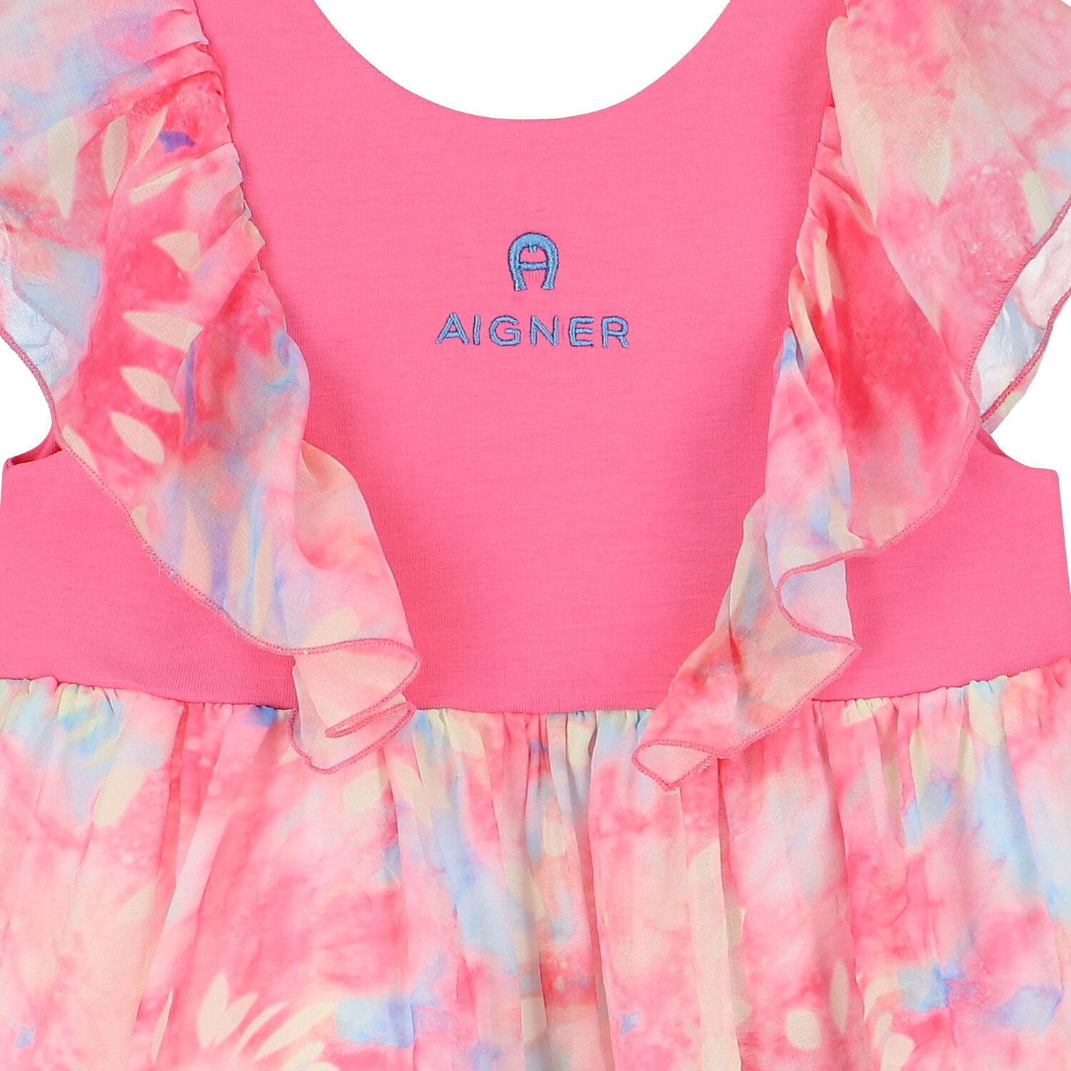 Younger Girls Pink Logo Chiffon Dress, 1, hi-res image number null