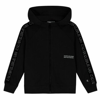 Boys Black Logo Zip Up Top