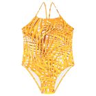 Girls Yellow Palm Swimsuit, 1, hi-res
