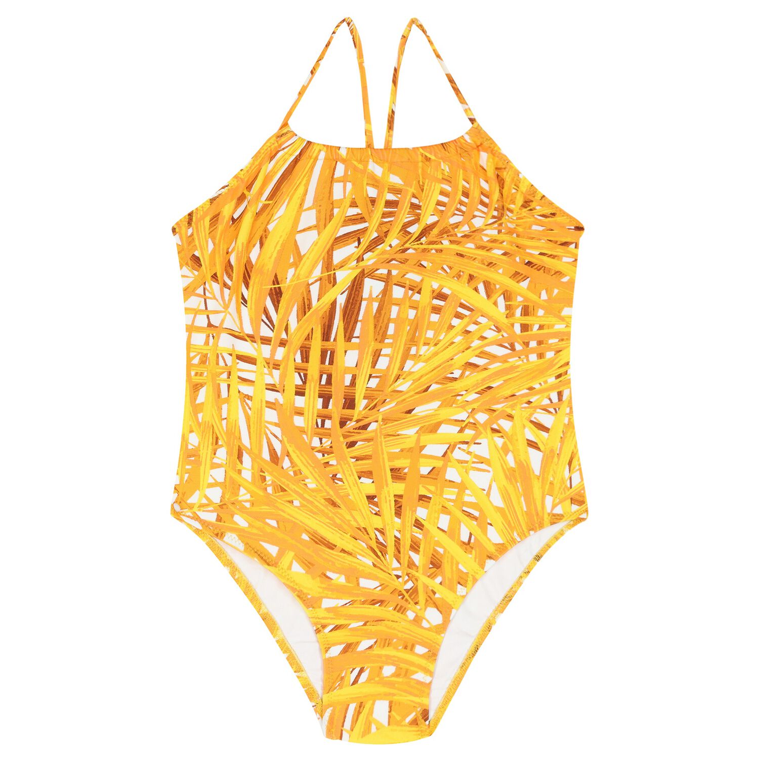 Girls Yellow Palm Swimsuit, 1, hi-res image number null