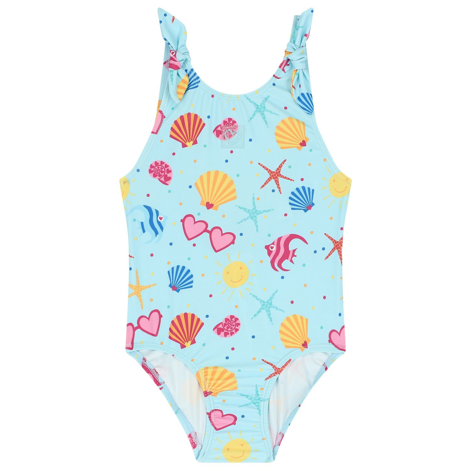 Girls Aqua Printed Swimsuit, 1, hi-res image number null