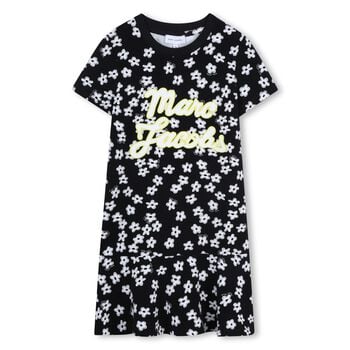 Girls Black Logo Floral Dress