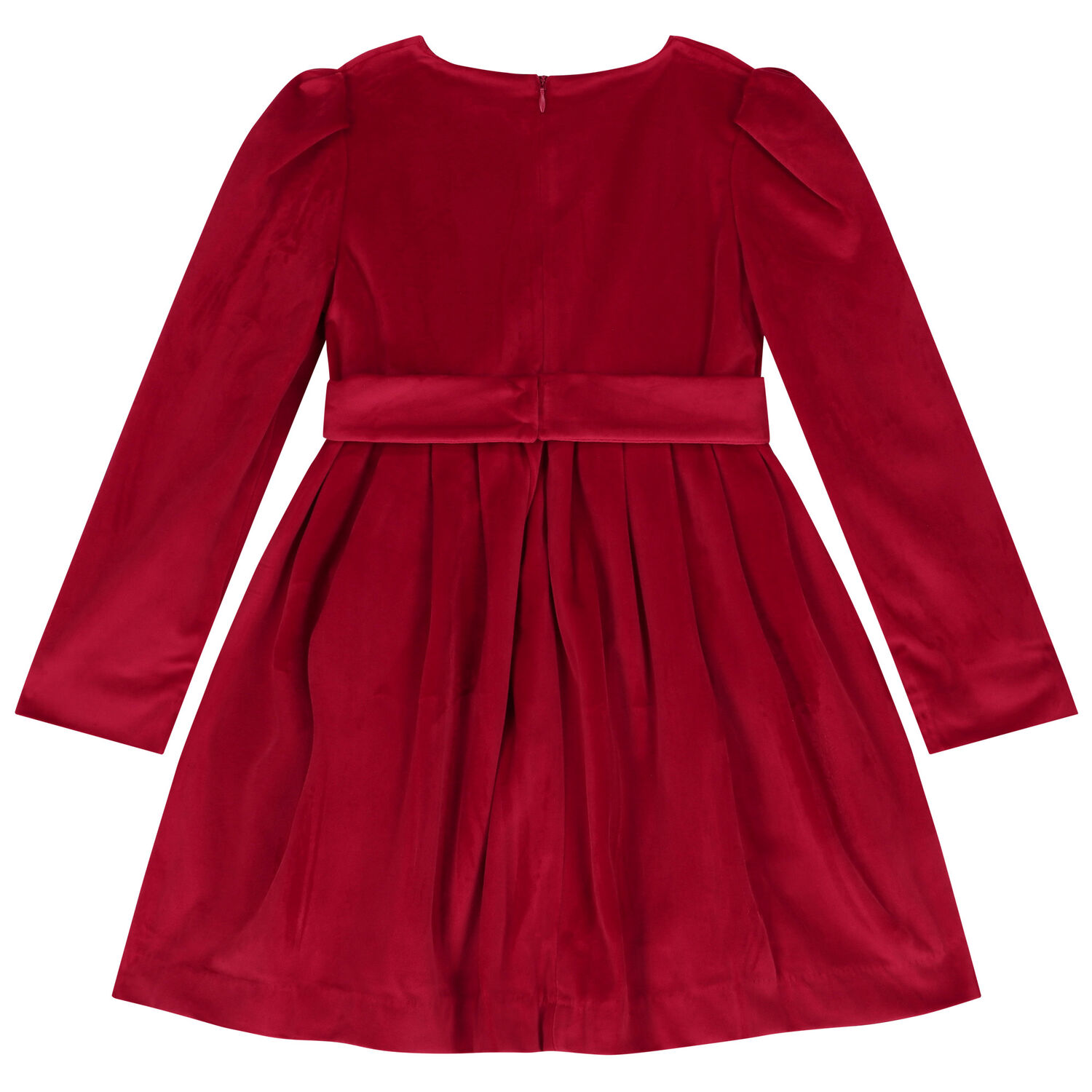 Girls Red Long Sleeve Dress, 1, hi-res