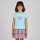 فستان بنات بطبعة حقيبة بالشعار باللون الأزرق, 2, hi-res