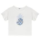 Girls White & Blue Embellished Skirt Set, 1, hi-res