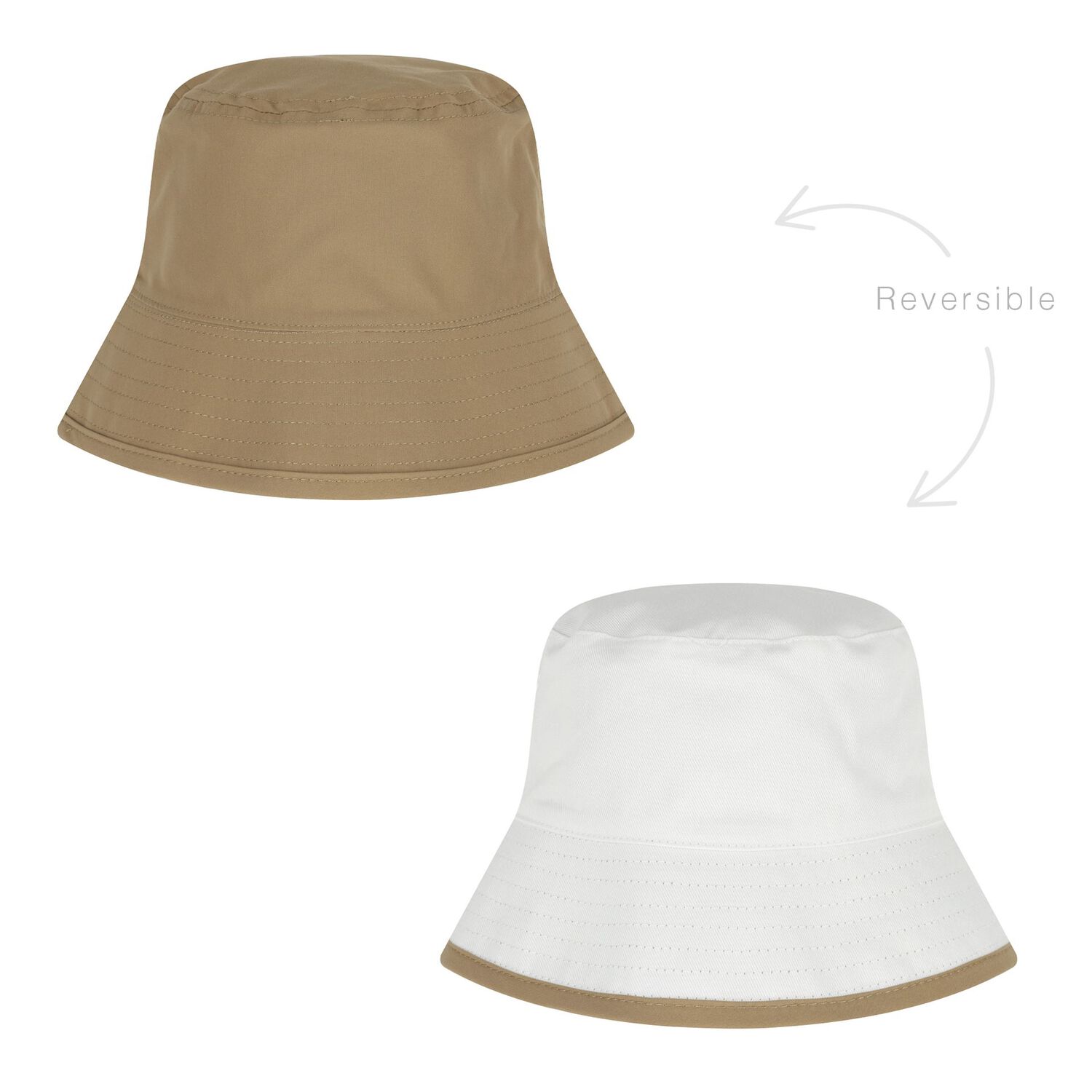 Baby Boys Beige & White Reversible Logo Hat , 2, hi-res