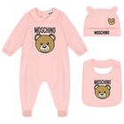 Baby Girls Pink Teddy Bear Logo Babygrow Gift Set, 4, hi-res