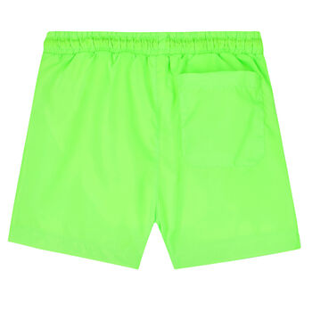 Boys Neon Green Logo Swim Shorts